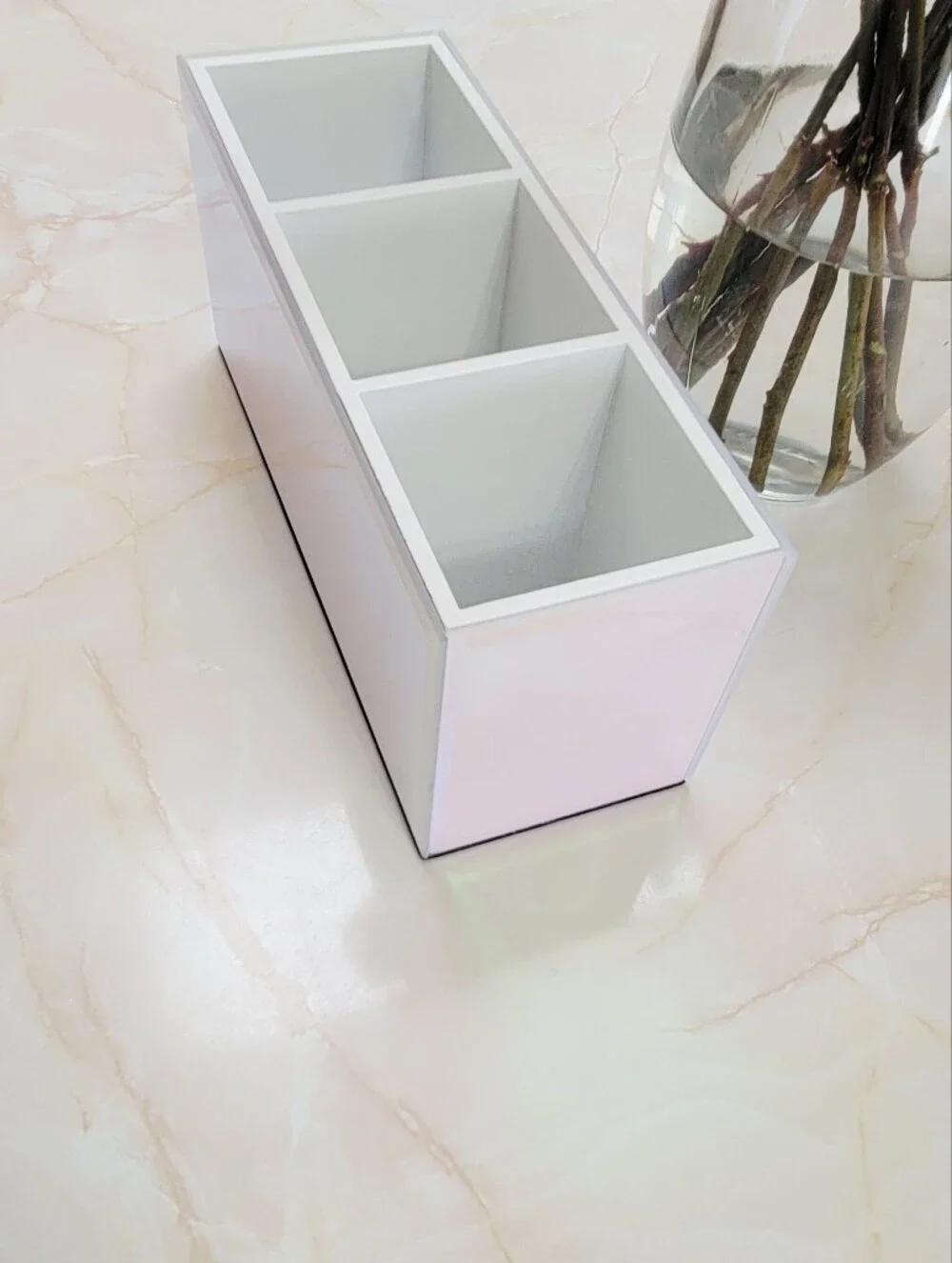 Brand New IridescentTriple Compartment Bath Organizer with Crystal Bow